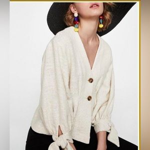 🆕Zara Women’s Tweed Cream Blazer, Size US XS